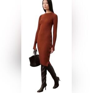 Adam Lippes Collective Rust Bodycon Sweater Dress Size XS